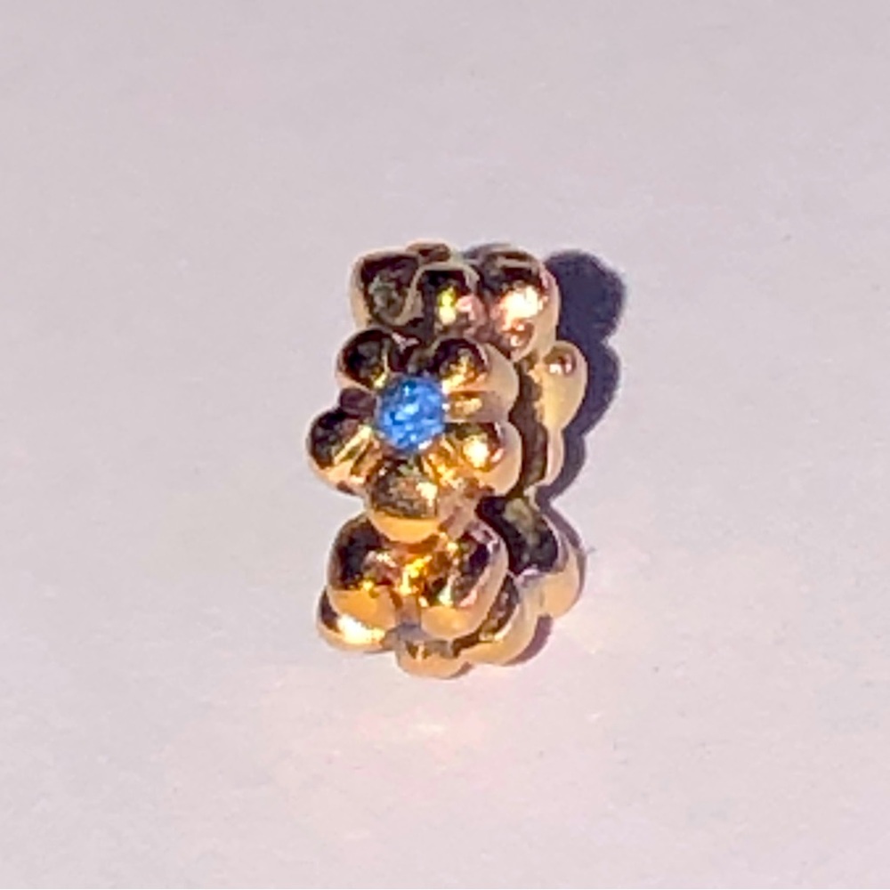 Authentic 14k Blue Sapphire Flower Charm 585 Ale